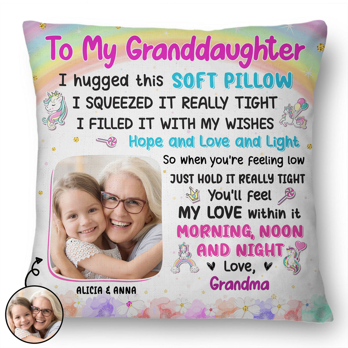 Custom Photo Grandma Mother Hugged This Soft Pillow - Gift For Grandda ...