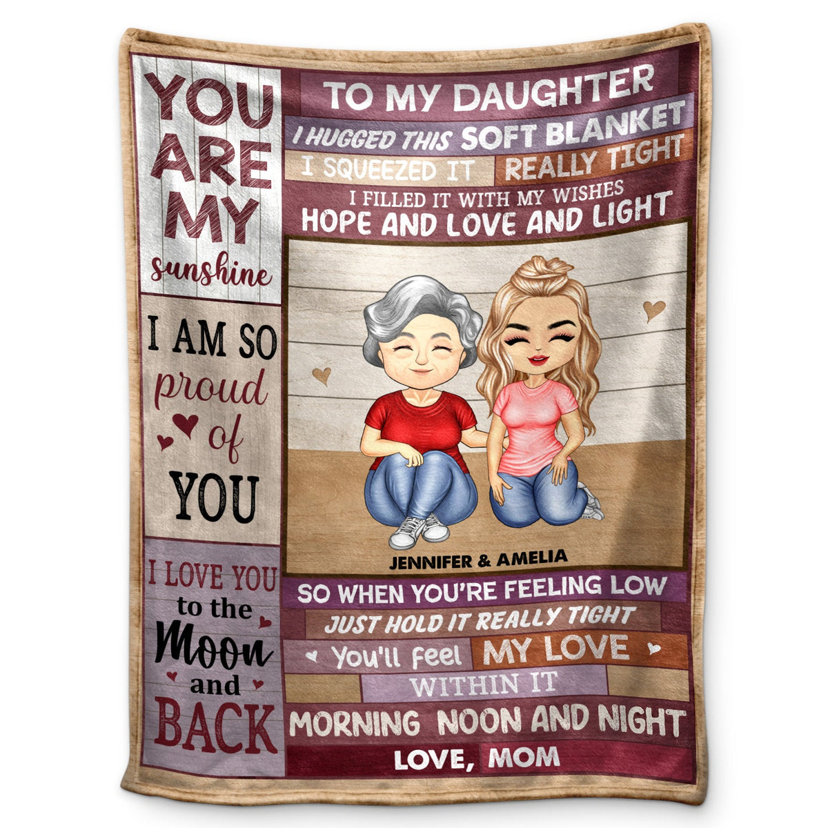 Couverture douce et douillette pour mère et fille - Cadeau pour filles - Couverture polaire personnalisée
