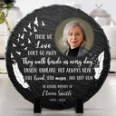 Photo personnalisée « Que les vents du ciel soufflent doucement » - Cadeau commémoratif - Pierre commémorative circulaire personnalisée