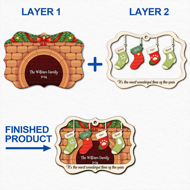 Bas suspendus pour la plus belle période de l'année - Cadeau pour la famille - Décoration en bois personnalisée à 2 couches