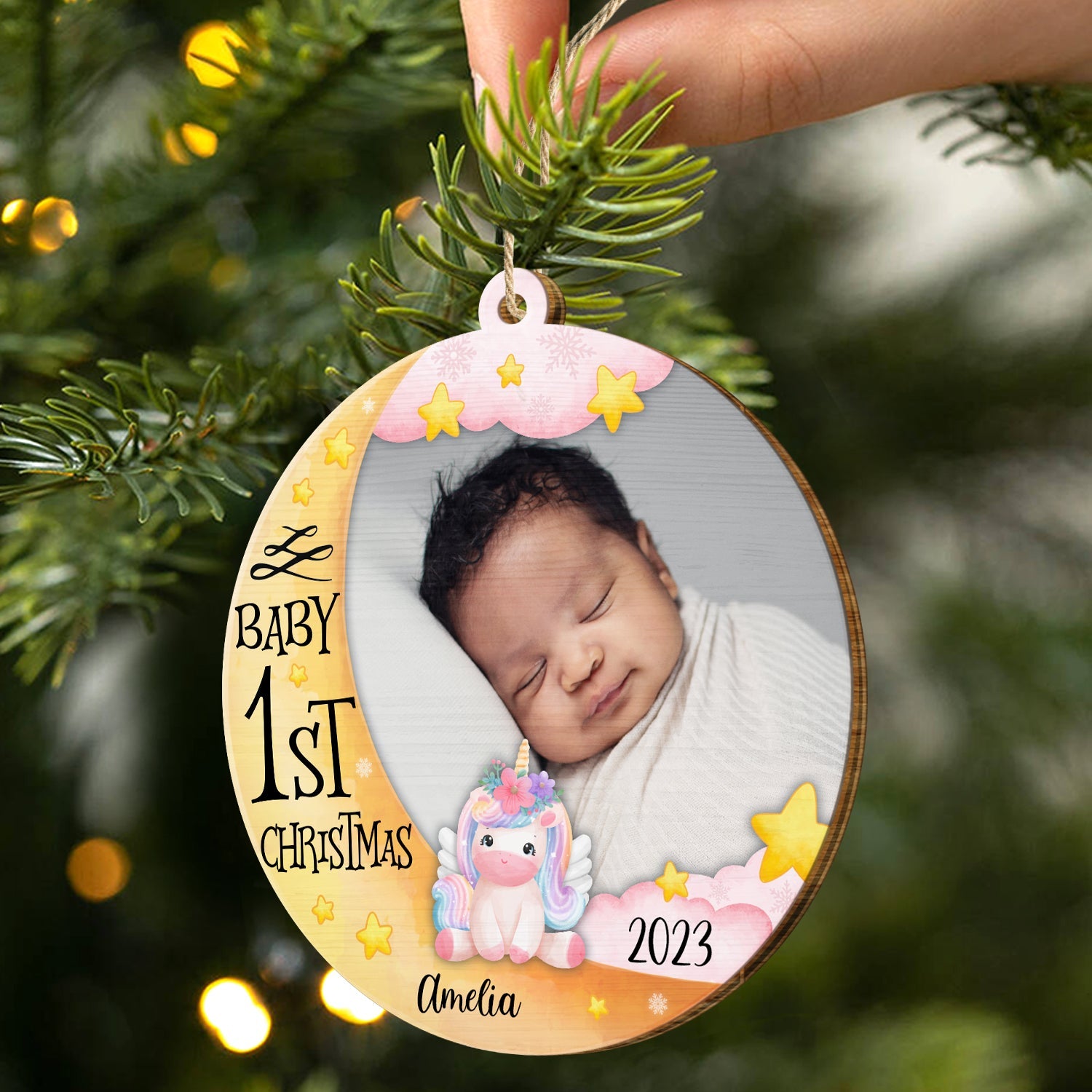 Décoration de Noël personnalisée pour bébé - Cadeau de Noël - Décoration en bois personnalisée