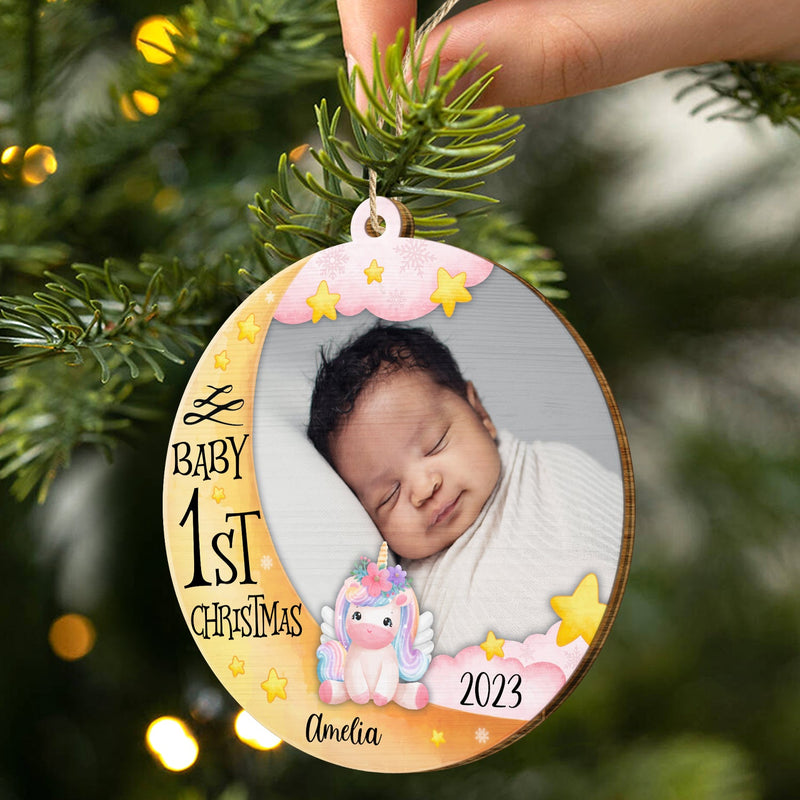 Custom Photo Baby First Christmas - Christmas Gift - Personalized Custom Shaped Wooden Ornament