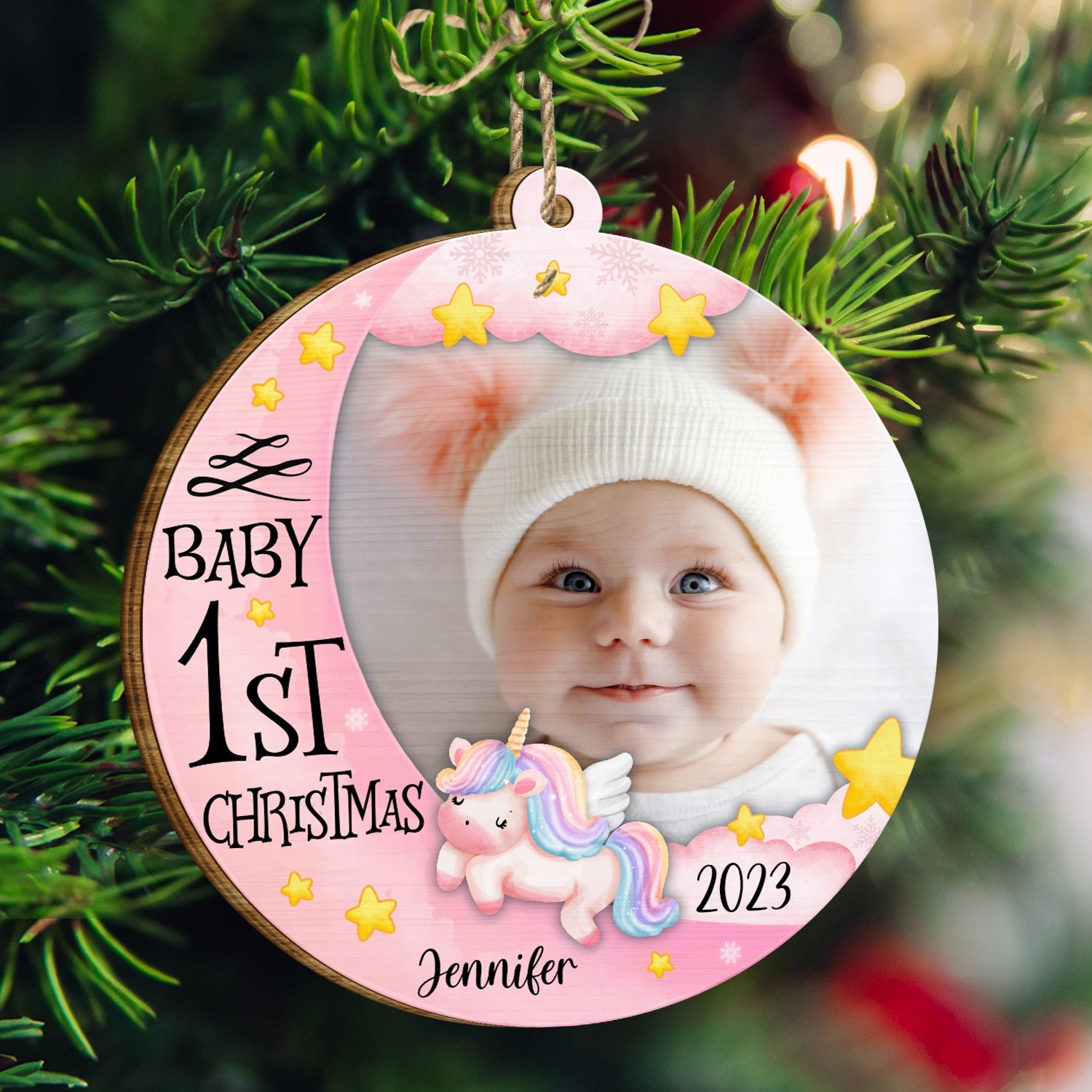 Décoration de Noël personnalisée pour bébé - Cadeau de Noël - Décoration en bois personnalisée