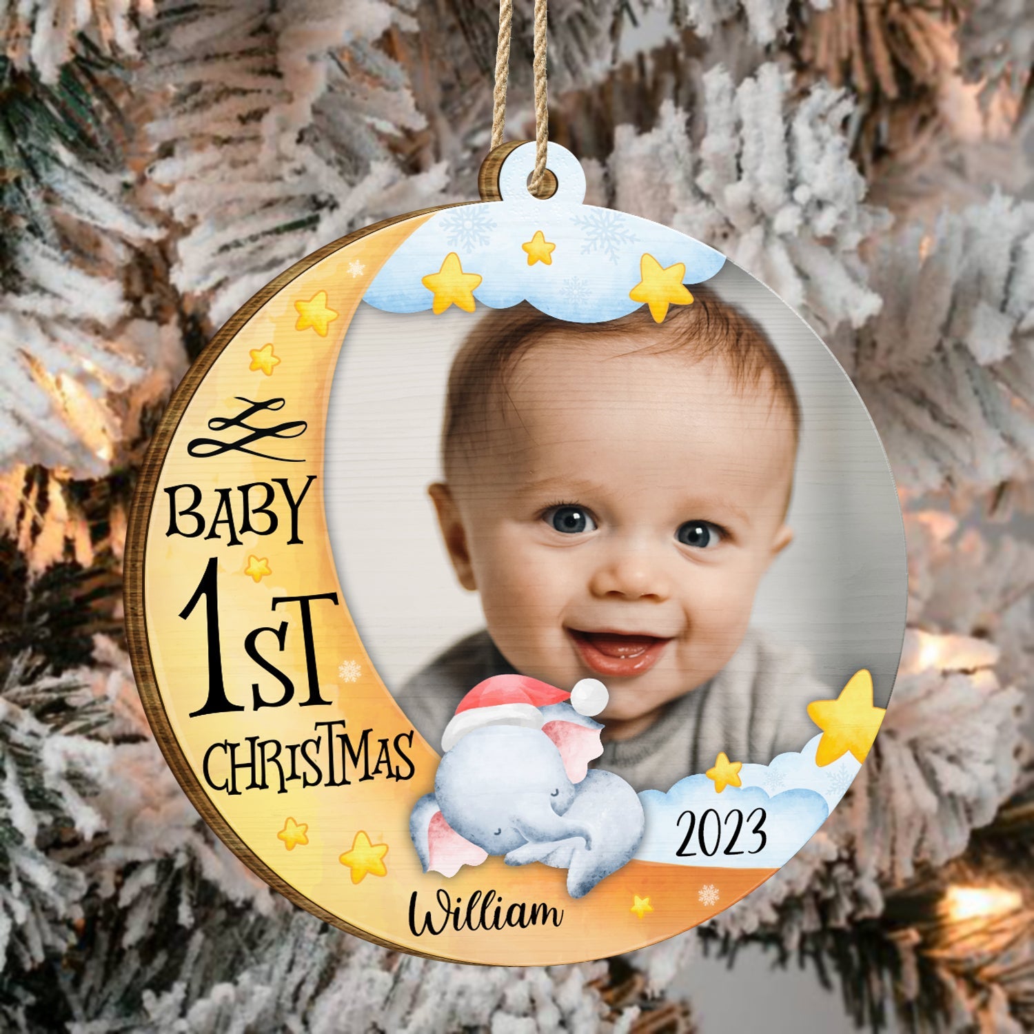 Décoration de Noël personnalisée pour bébé - Cadeau de Noël - Décoration en bois personnalisée