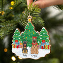 Christmas Tree Funny Cartoon Dogs - Christmas Gift For Dog Lovers - Personalized Custom Shaped Wooden Ornament