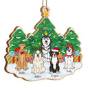 Christmas Tree Funny Cartoon Dogs - Christmas Gift For Dog Lovers - Personalized Custom Shaped Wooden Ornament