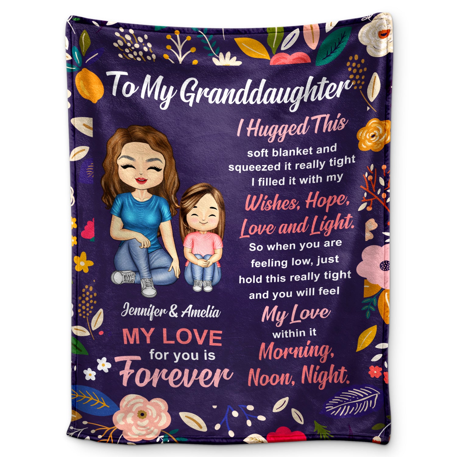 To My Granddaughter - Gift For Granddaughter, Grandparents Gift - Personalized Fleece Blanket