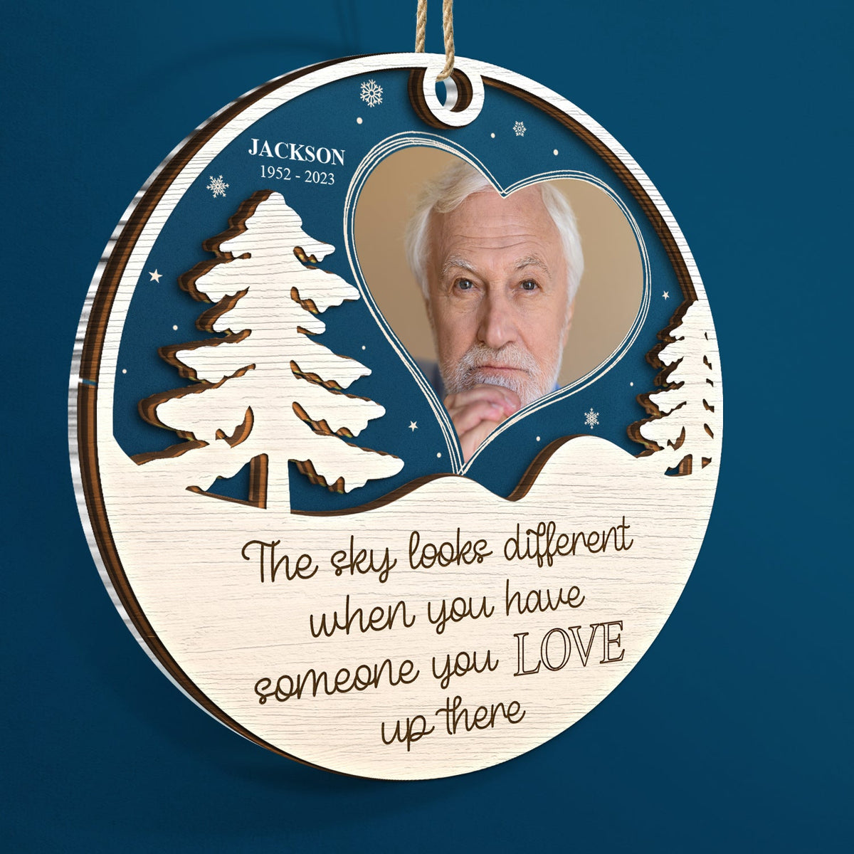 Custom Photo The Sky Looks Different - Christmas, Memorial Gift - Personalized 2-Layered Mix Ornament