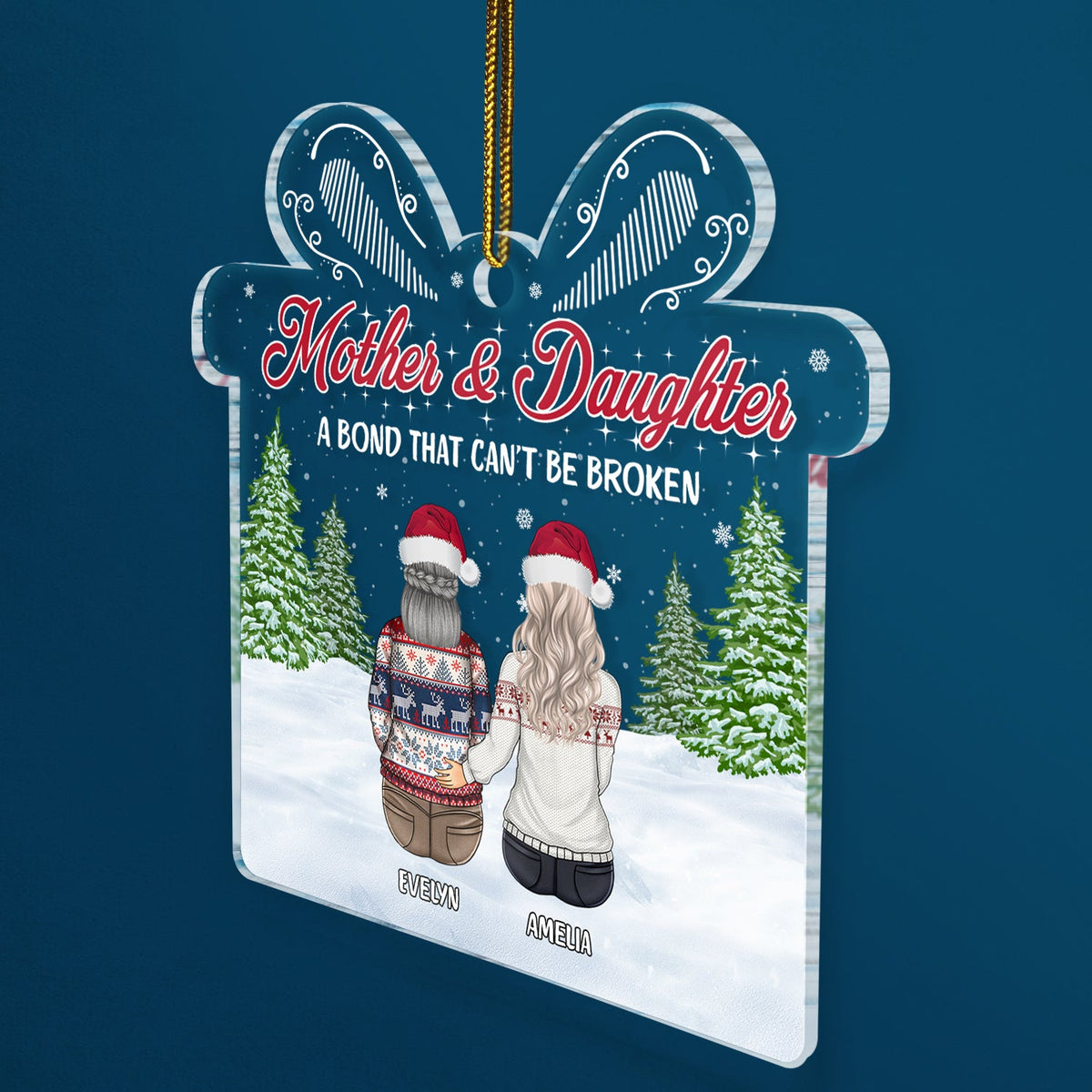 Mère-fille : un lien indéfectible - Cadeau de Noël pour maman - Décoration en acrylique personnalisée