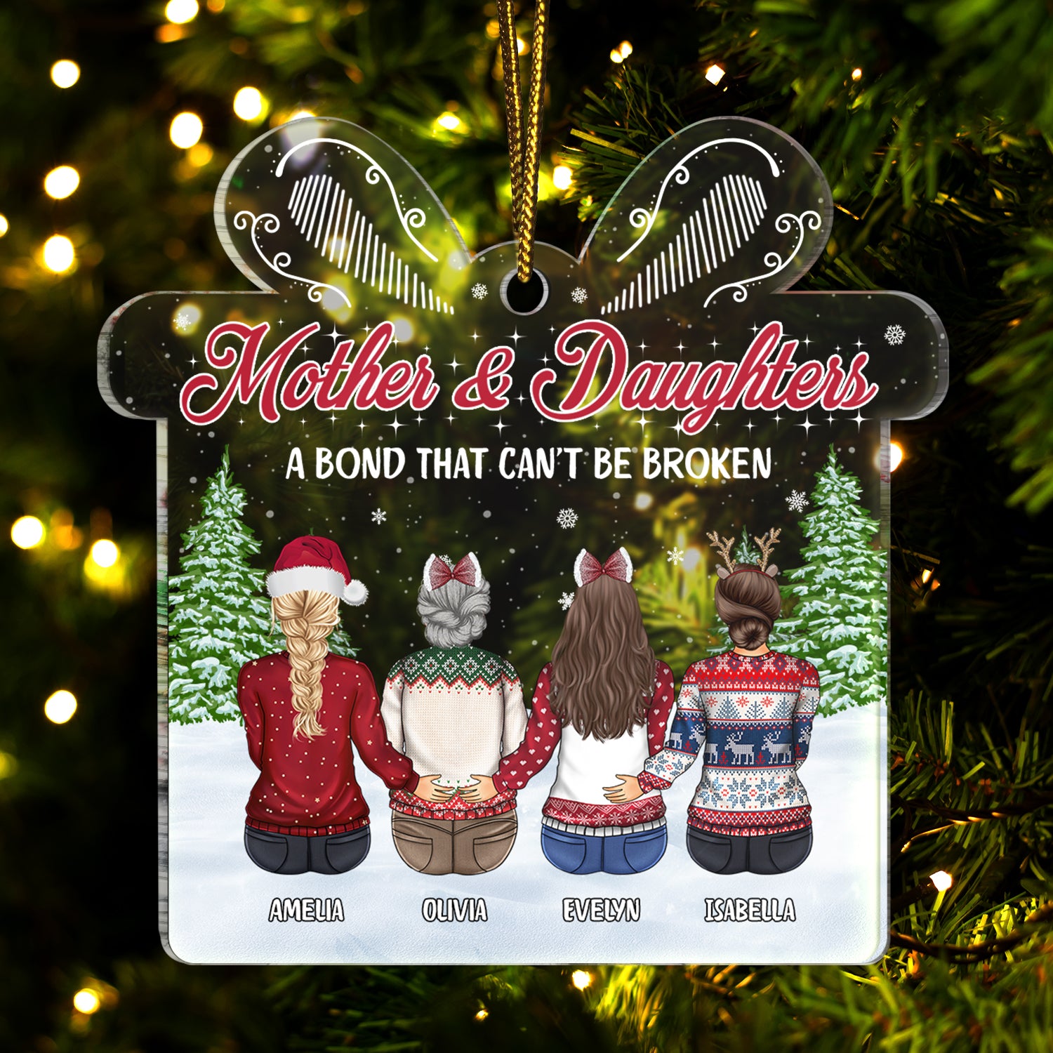 Mother Daughters A Bond That Can't Be Broken - Christmas, Gift For Mom - Personalized Custom Shaped Acrylic Ornament