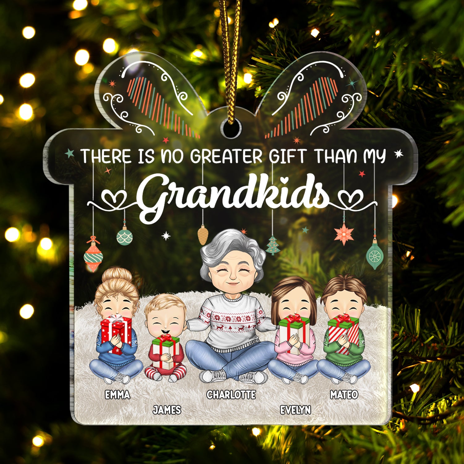 There Is No Greater Gift Than My Grandkids - Gift For Grandma - Personalized Custom Shaped Acrylic Ornament