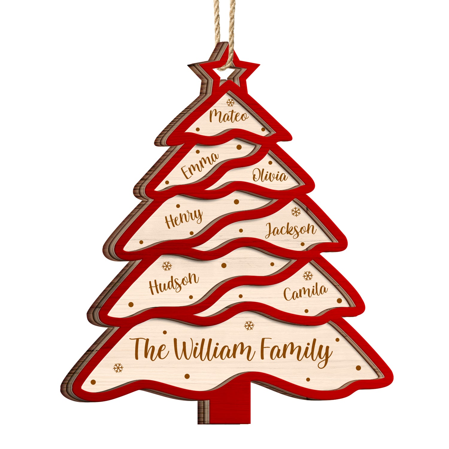 Family Tree - Christmas, Gift For Family - Personalized 2-Layered Wooden Ornament