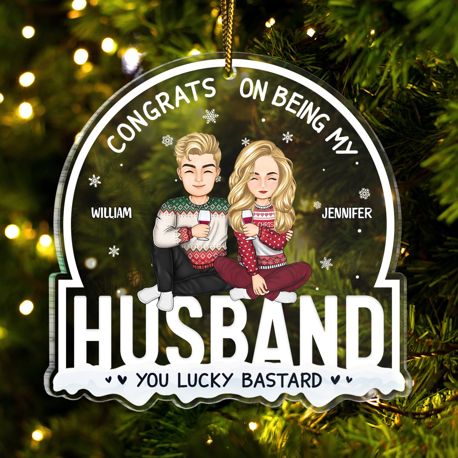 Christmas Couple Congrats On Being My Husband - Gift For Couples - Personalized Custom Shaped Acrylic Ornament