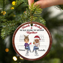 Christmas Bestie Friends & Alcohol The Glue Holding Together - Gift For Bestie - Personalized Circle Ceramic Ornament