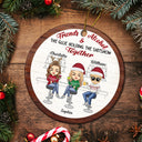 Christmas Bestie Friends & Alcohol The Glue Holding Together - Gift For Bestie - Personalized Circle Ceramic Ornament