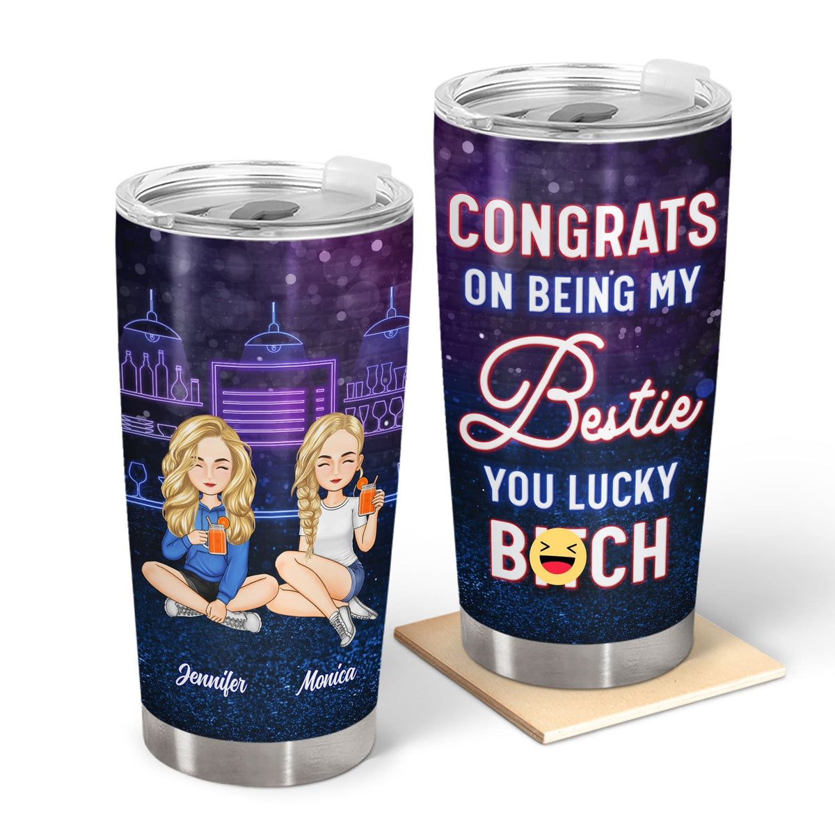 Bestie Drinking Gliter Congrats On Being My Bestie - Gift For Bestie - Personalized Tumbler