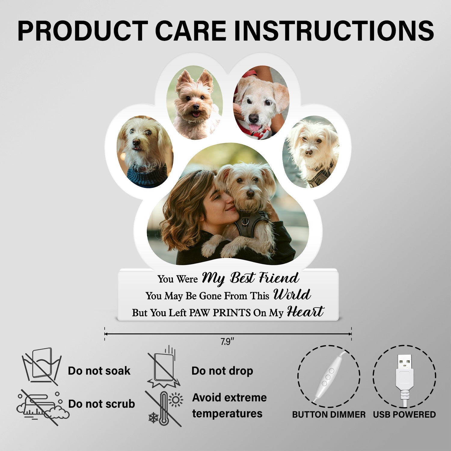 Photo personnalisée Tu étais mon bonjour préféré et mon au revoir le plus dur - Cadeau commémoratif pour les amoureux des animaux, maman de chien, papa de chien, maman de chat, papa de chat - Boîte à lumière photo personnalisée en forme personnalisée