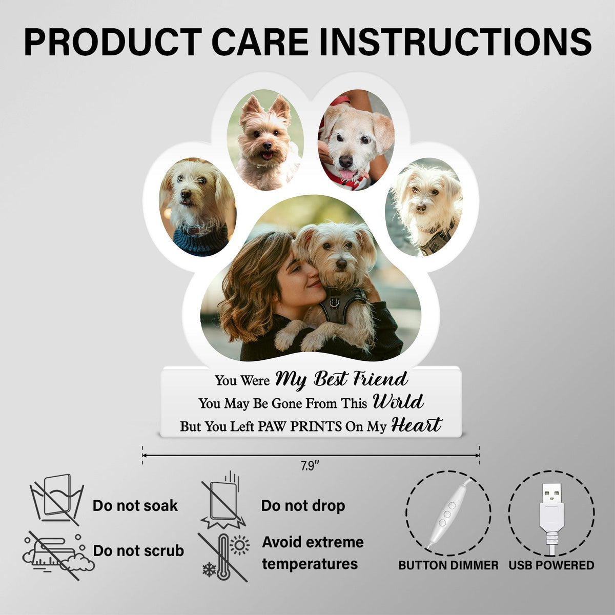 Photo personnalisée Tu étais mon bonjour préféré et mon au revoir le plus dur - Cadeau commémoratif pour les amoureux des animaux, maman de chien, papa de chien, maman de chat, papa de chat - Boîte à lumière photo personnalisée en forme personnalisée