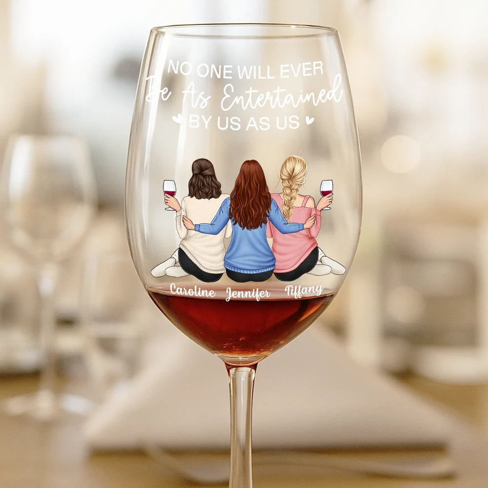 Gift For Bestie, Gift For Sisters, Gift For Women, Gifts For Colleagues, Funny - A True Friendship Is A Journey Without An End - Personalized Wine Glass