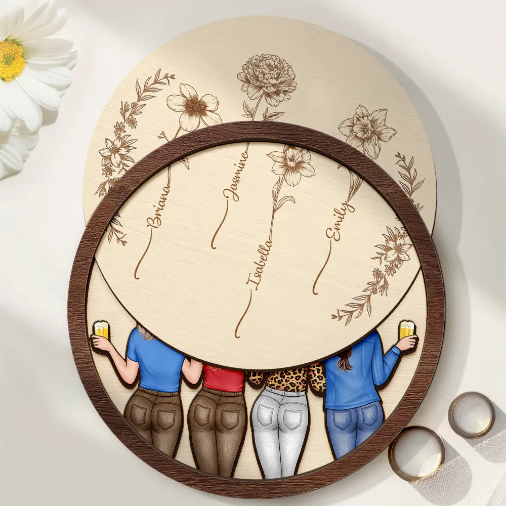 Gift For Bestie, Gift For Sisters, Happy, Old Best friends - A True Friendship Is A Journey Without An End Bestie - Personalized 2-Layered Wooden Ring Dish