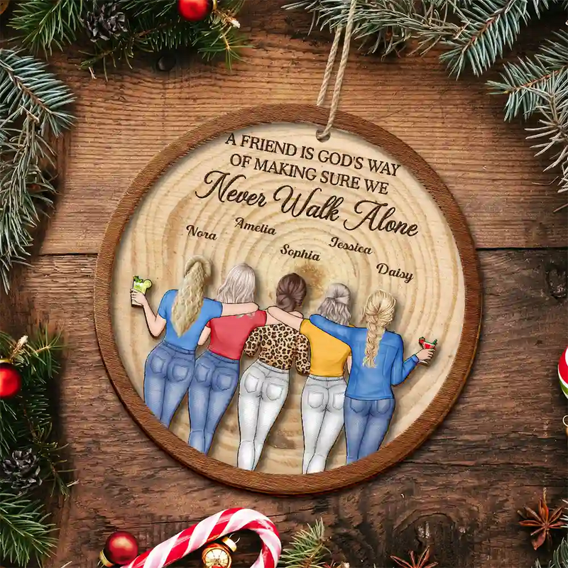 Gift For Bestie,Gifts For Colleagues,Christmas,Happy - A True Friendship Is A Journey Without An End Bestie - Personalized 2-Layered Wooden Ornament
