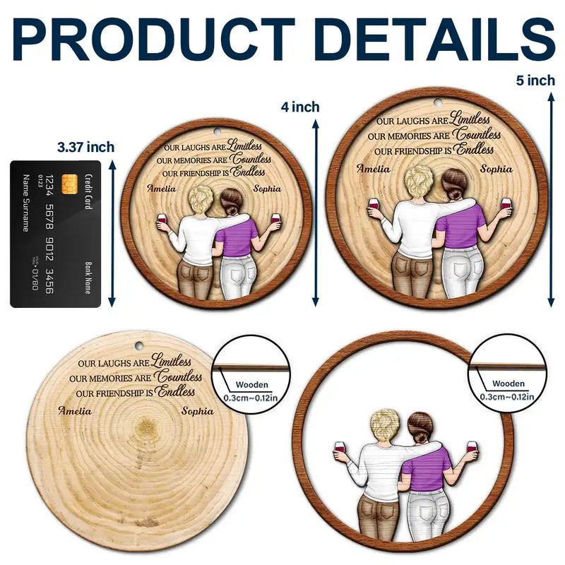 Gift For Bestie,Gifts For Colleagues,Christmas,Happy - A True Friendship Is A Journey Without An End Bestie - Personalized 2-Layered Wooden Ornament