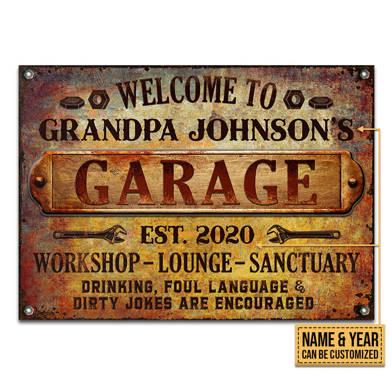 Auto Mechanic Rustic Garage Drinking Are Encouraged Custom Classic Metal Signs, Grandpa Gift, Auto Mechanic Gift