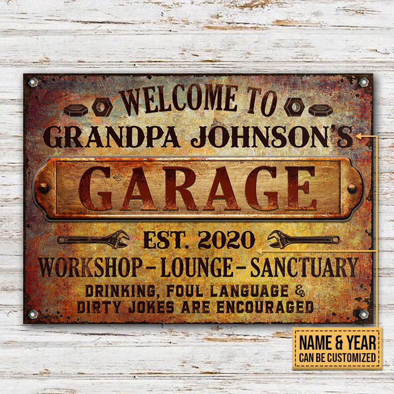 Auto Mechanic Rustic Garage Drinking Are Encouraged Custom Classic Metal Signs, Grandpa Gift, Auto Mechanic Gift
