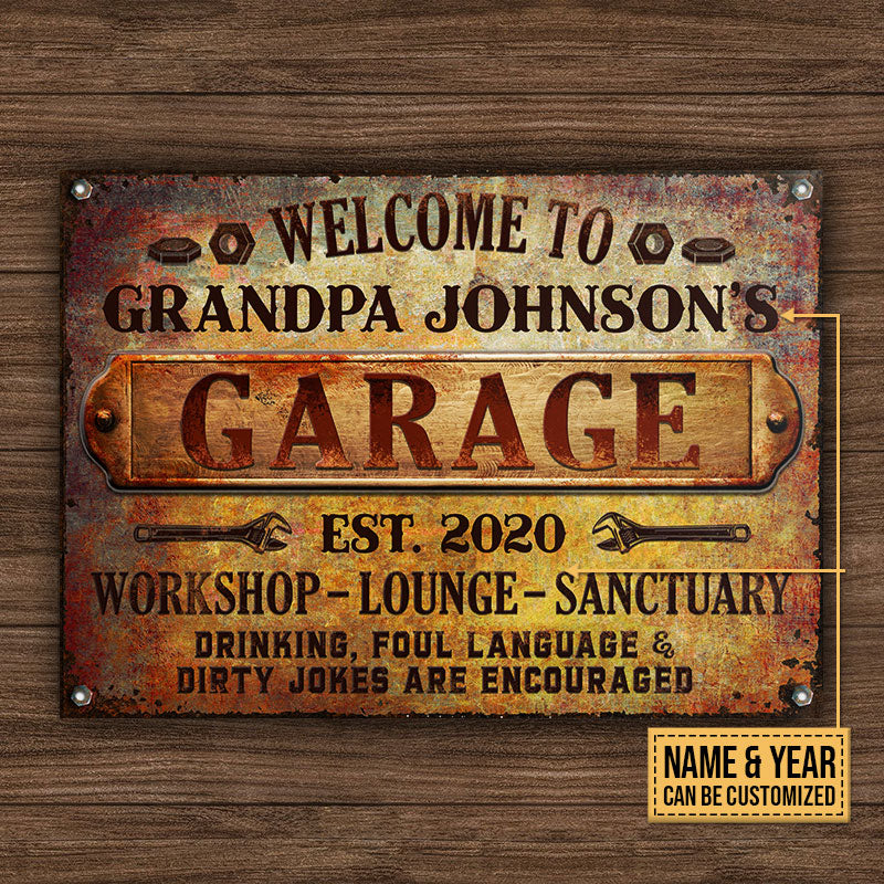 Auto Mechanic Rustic Garage Drinking Are Encouraged Custom Classic Metal Signs, Grandpa Gift, Auto Mechanic Gift