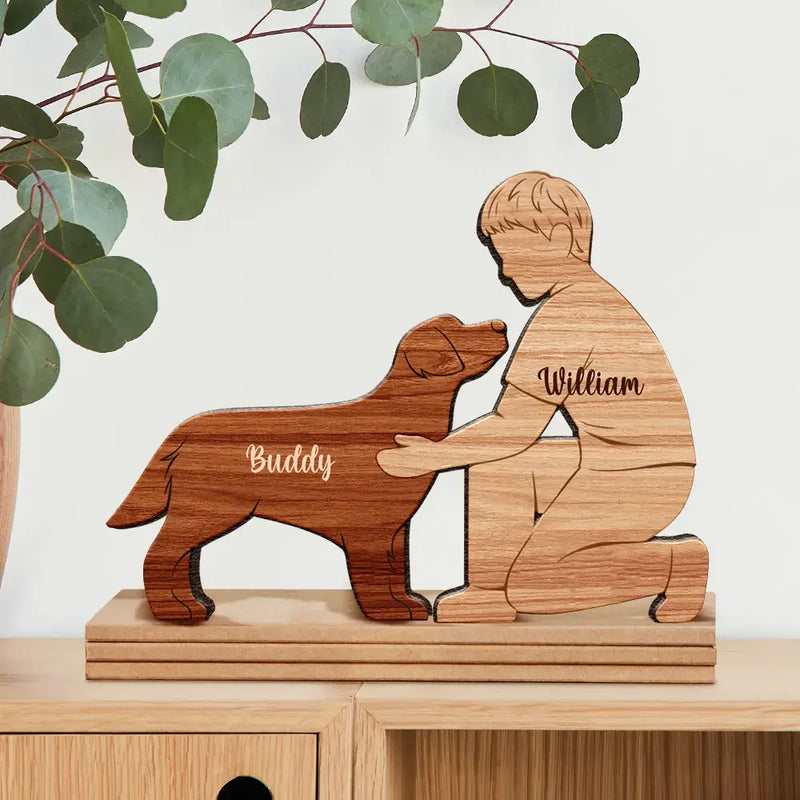 A Girl And Her Dog A Bond That Can't Be Broken - Personalized Wooden Dog Sculpture