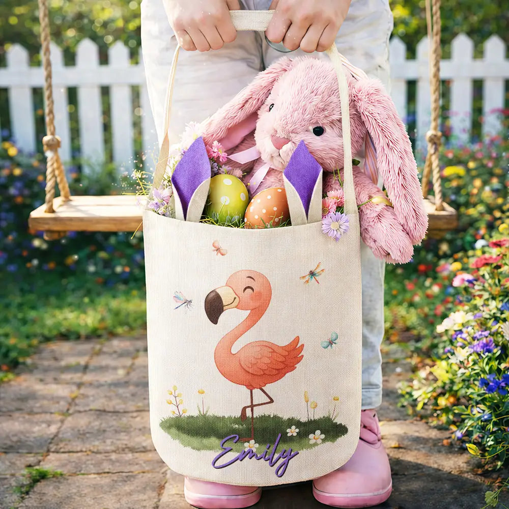 Gift For Kids,Grandpa - Grandkids,Grandma - Grandkids,Gift For Grandkids,Easter - Adorable Animal With Name - Personalized Bunny Ears Bucket Bag