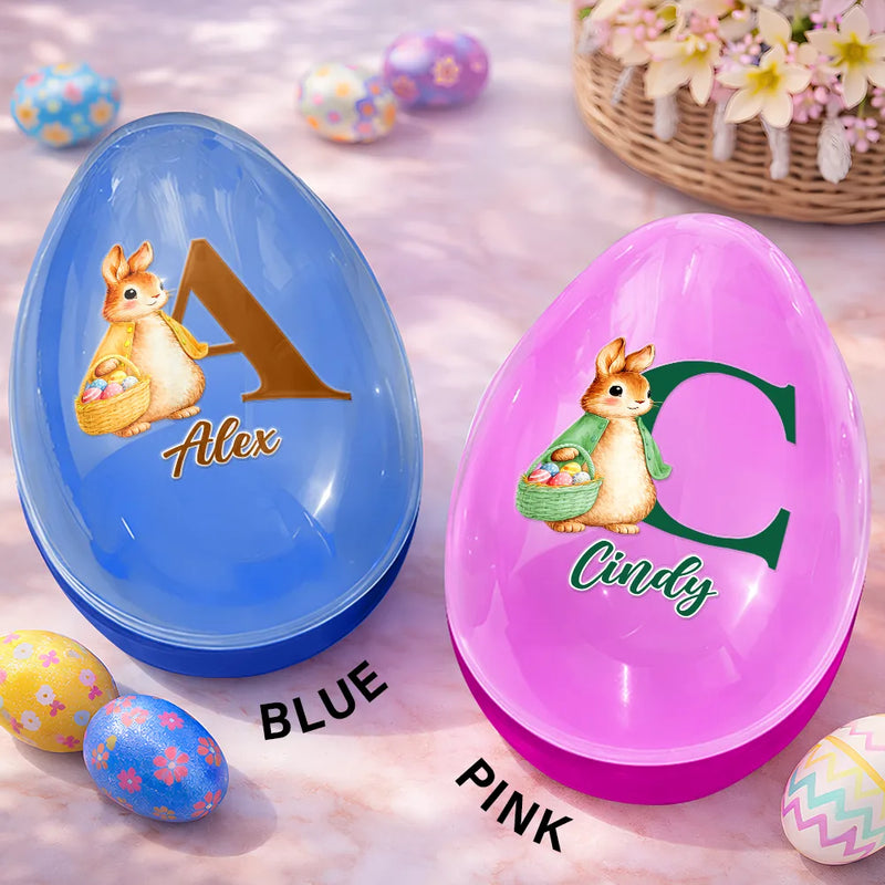 Easter,Happy,Gift For Kids,Parents - Adorable Bunny Holding An Egg Basket - Personalized Fillable Egg