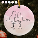 Cat Lovers,Cat Mom,Cat Dad,Pet Lovers,Pet Mom,Pet Dad,Happy,Christmas - Adorable Cat Line - Personalized Circle Ceramic Ornament
