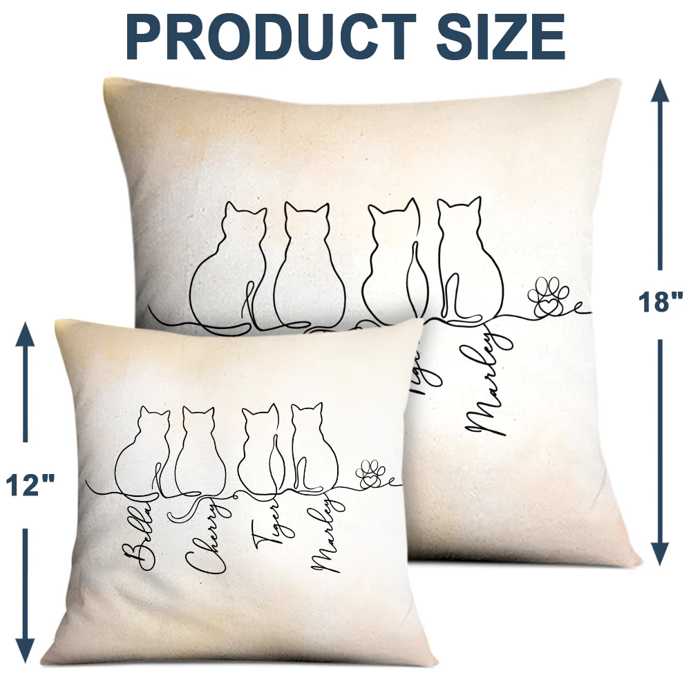 Cat Lovers, Cat Mom, Cat Dad, Pet Lovers, Pet Mom, Pet Dad, Happy - Adorable Cat Line - Personalized Pillow