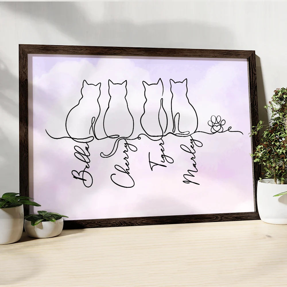 Pet Lovers,Pet Mom,Pet Dad,Cat Lovers,Cat Mom,Cat Dad,Happy - Adorable Cat Line - Personalized Poster