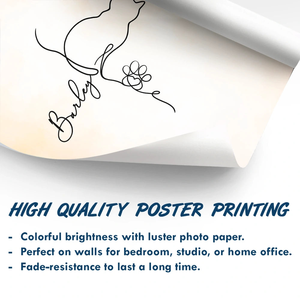 Pet Lovers,Pet Mom,Pet Dad,Cat Lovers,Cat Mom,Cat Dad,Happy - Adorable Cat Line - Personalized Poster