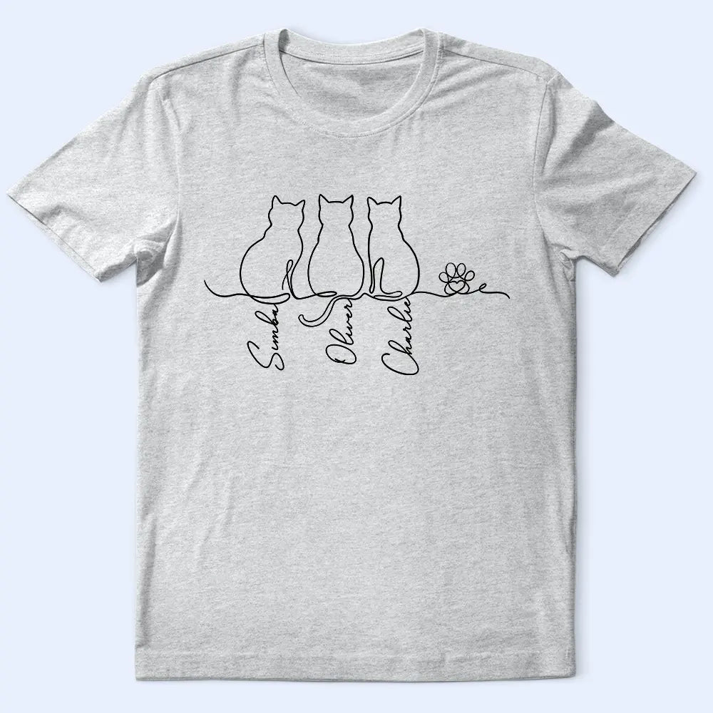 Adorable Cat Line - Personalized T Shirt