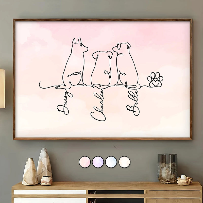 Pet Lovers,Pet Mom,Pet Dad,Dog Lovers,Dog Mom,Dog Dad,Happy - Adorable Dog Line Art - Personalized Poster