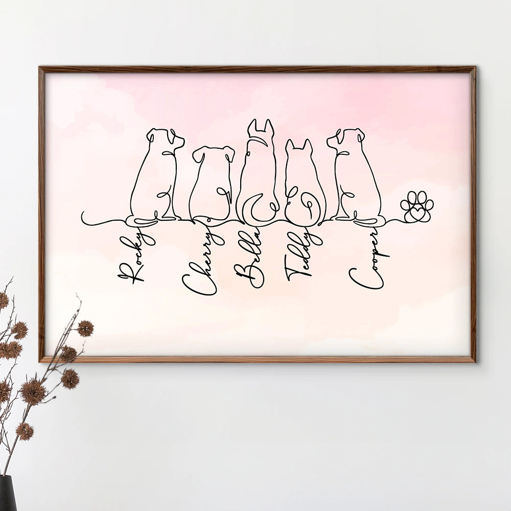 Pet Lovers,Pet Mom,Pet Dad,Dog Lovers,Dog Mom,Dog Dad,Happy - Adorable Dog Line Art - Personalized Poster