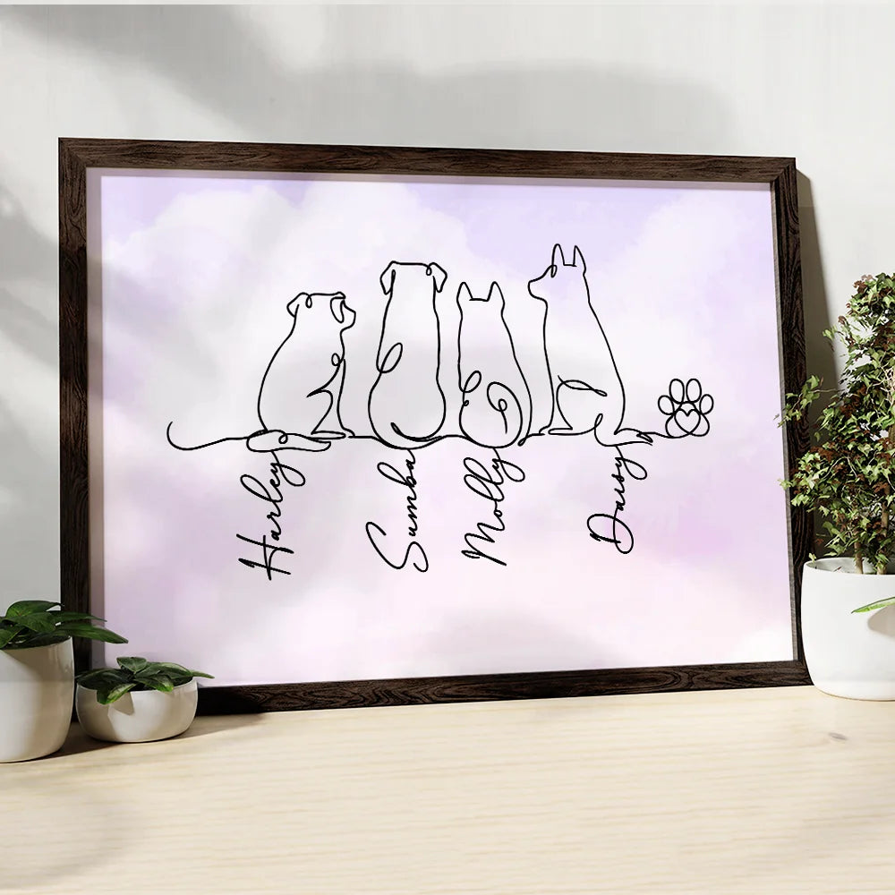 Pet Lovers,Pet Mom,Pet Dad,Dog Lovers,Dog Mom,Dog Dad,Happy - Adorable Dog Line Art - Personalized Poster