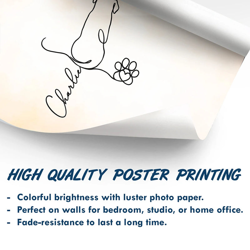 Pet Lovers,Pet Mom,Pet Dad,Dog Lovers,Dog Mom,Dog Dad,Happy - Adorable Dog Line Art - Personalized Poster