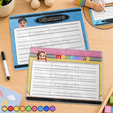 Back To School,Proud,Gift For Kids,Vector - Adorable Kid And Handwriting Name - Personalized Acrylic Tracing Board
