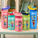 Adorable,Back To School,Gift For Kids,Vector - Adorable Kid Getting Ready For School - Personalized Insulated Water Bottle With Straw