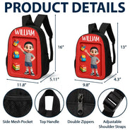 Adorable,Back To School,Gift For Kids,Vector - Adorable Kid Getting Ready For School - Personalized Kids Backpack