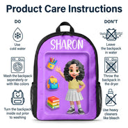 Adorable,Back To School,Gift For Kids,Vector - Adorable Kid Getting Ready For School - Personalized Kids Backpack
