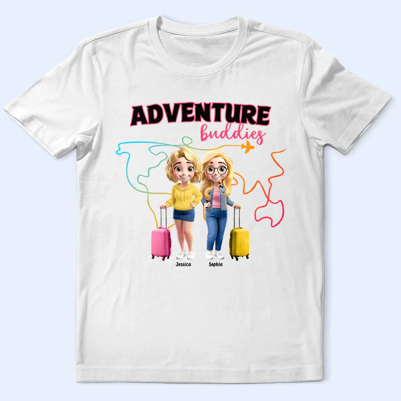 Travel,Gift For Bestie,Best friends' Hobby,Happy - Adventure Buddies 3D Effect - Personalized T Shirt
