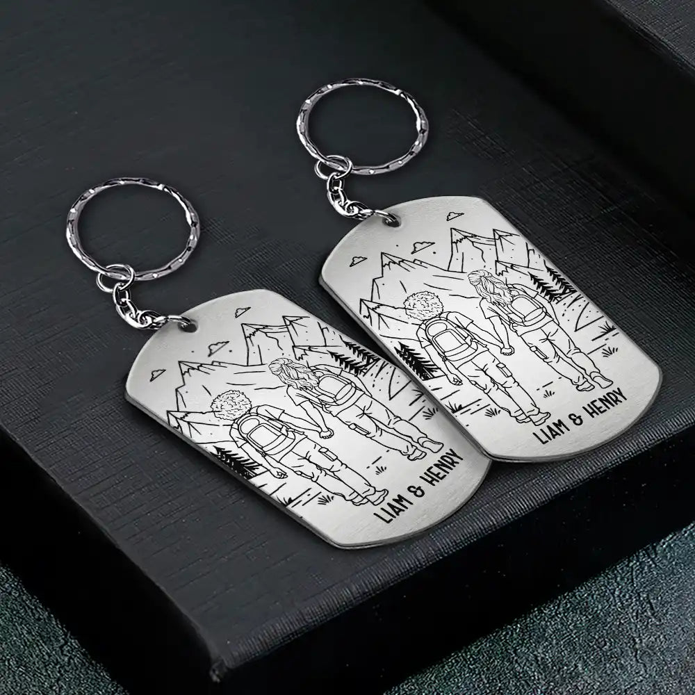 Gift For Couples,Gift For Husband,Old Couples,Gift For Wife,Gift For Boyfriend,Gift For Girlfriend,LGBT,Love - Adventure Partners For Life - Personalized Aluminum Keychain