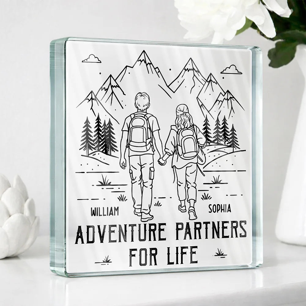 Gift For Couples,Gift For Husband,Old Couples,Gift For Wife,Gift For Boyfriend,Gift For Girlfriend,LGBT,Love - Adventure Partners For Life - Personalized Custom Shaped Acrylic Plaque