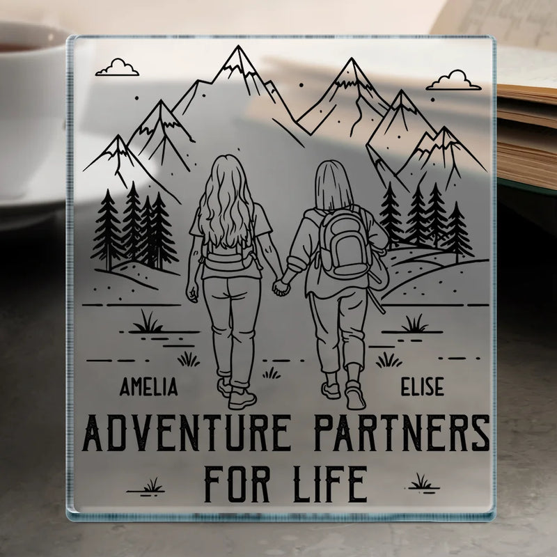 Gift For Couples,Gift For Husband,Old Couples,Gift For Wife,Gift For Boyfriend,Gift For Girlfriend,LGBT,Love - Adventure Partners For Life - Personalized Custom Shaped Acrylic Plaque