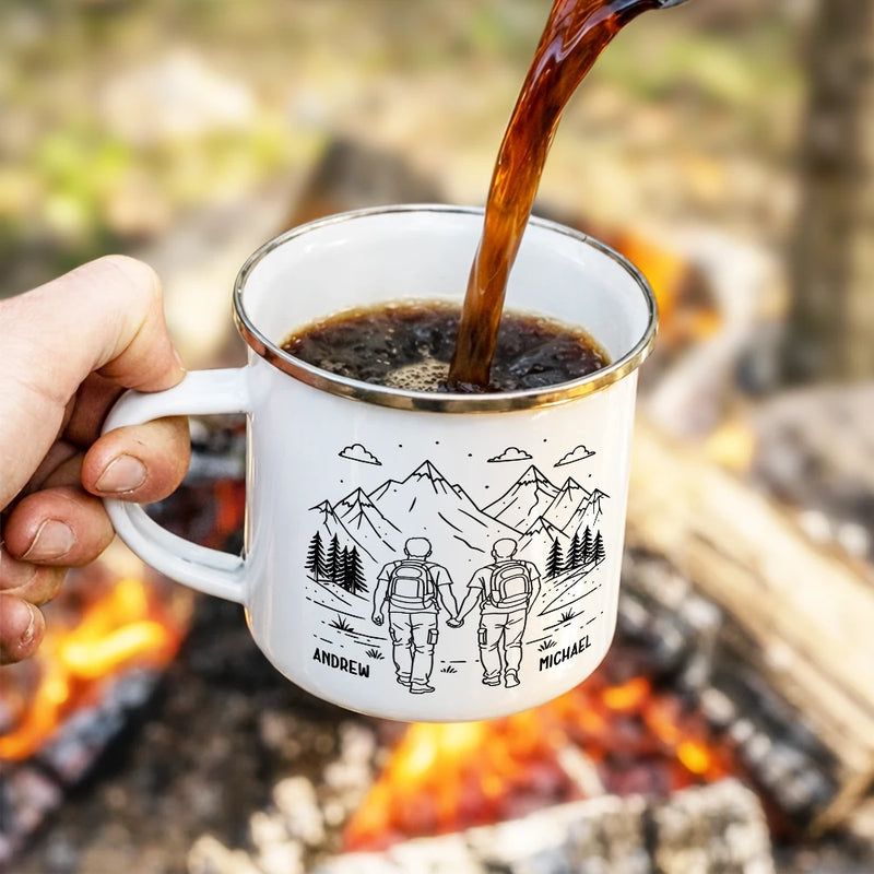 Gift For Couples, Gift For Husband, Old Couples, Gift For Wife, Gift For Boyfriend, Gift For Girlfriend, Love, Top Market - Adventure Partners For Life - Personalized Enamel Mug